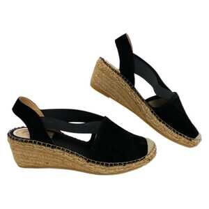 Vidoreta Black Suede Espadrille Wedges | Size 38EU